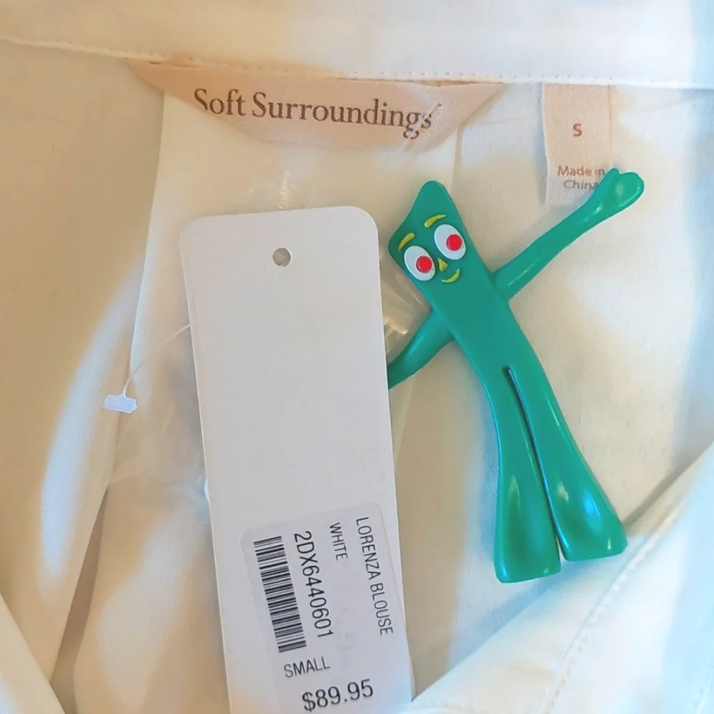 NWT Soft Surroundings white balloon sleeve Lorenzo blouse, size S - Picture 6 of 9